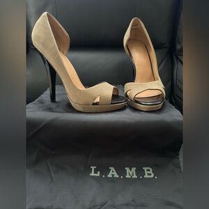 L.A.M.B. by Gwen Stefani Stiletto High Heels Black/Taupe Leather Size US 10-New